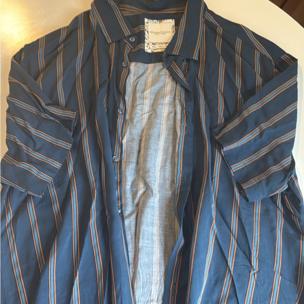 Denim & Flower Blue Striped Casual Button Down Shirt
